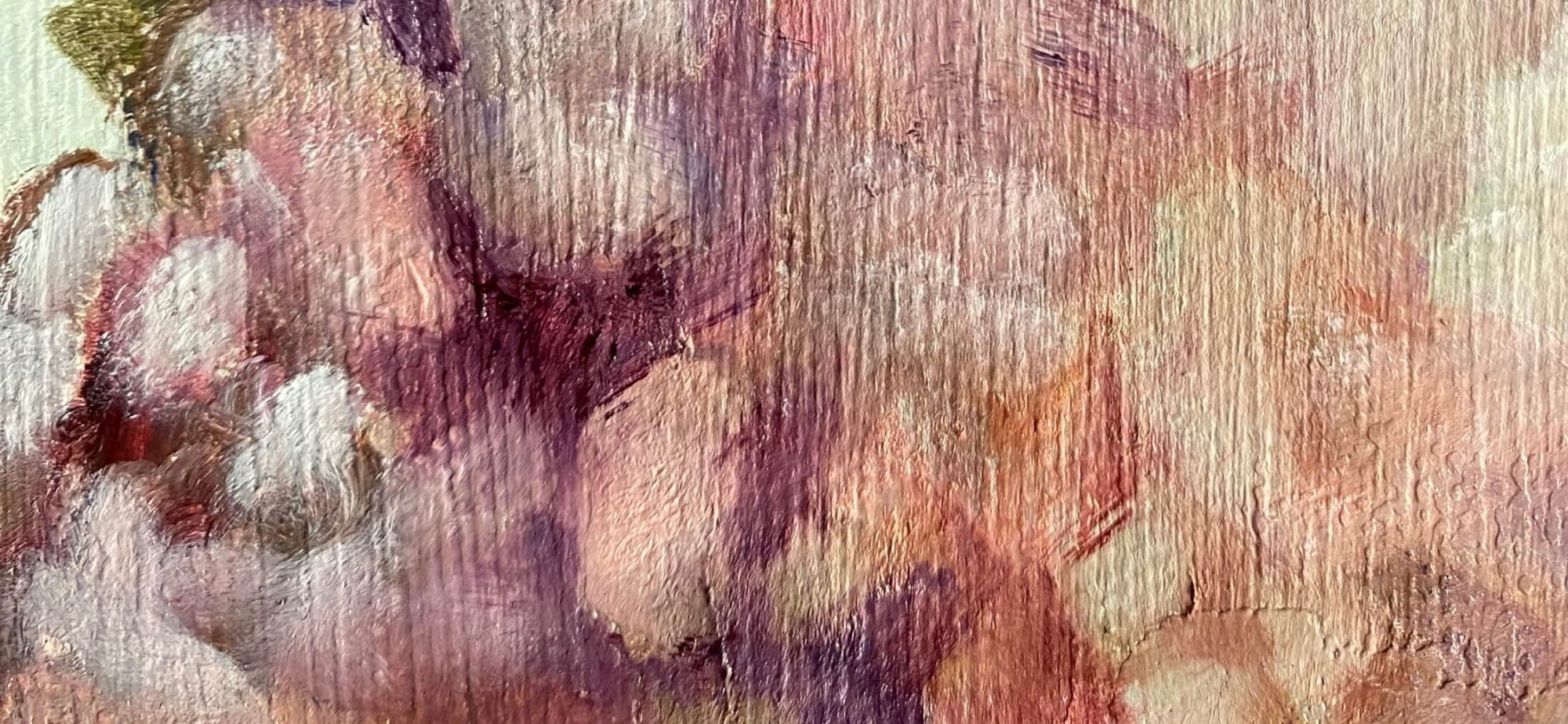 détail peinture huile fleurs hortensias