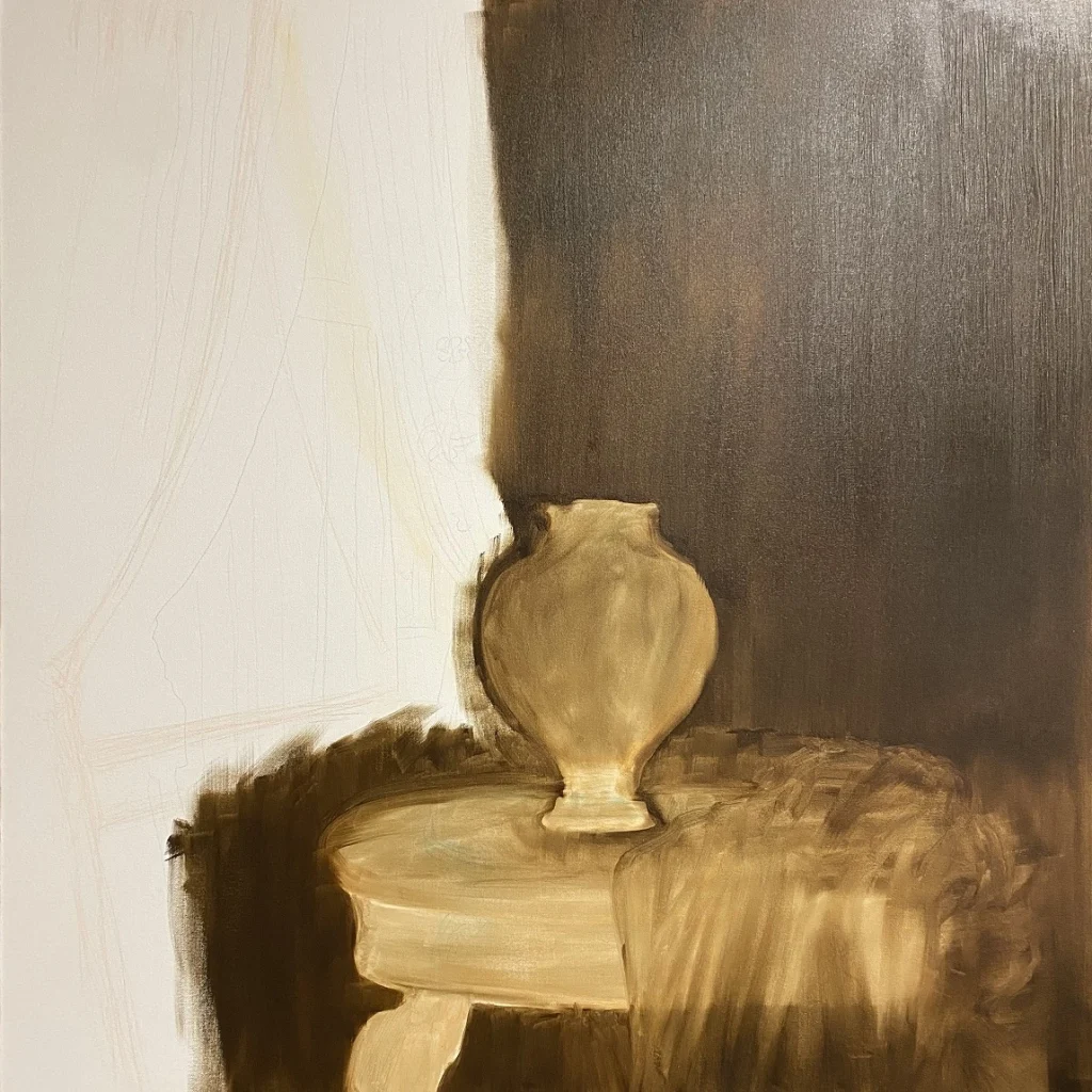 peinture de la toile en cours d'élaboration