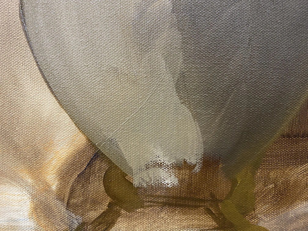 Trait en surépaisseur visible sous les couches d’un tableau en peinture à l’huile